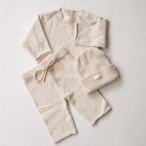 Atlas Grey Oatmeal Sprinkles Knit Sweater Top + Pant